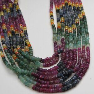 Emerald Ruby Sapphire Necklace 600 CARAT , 9 STRANDS .